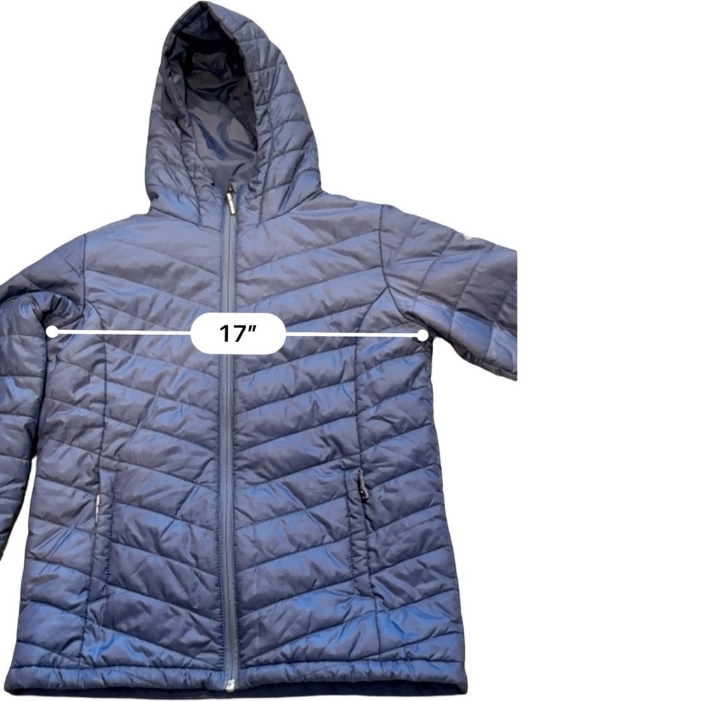 Columbia Boys Blue Omni-Heat Hooded Puffer Jacket Quilted Coat Size L 14/16 - Picture 7 of 12